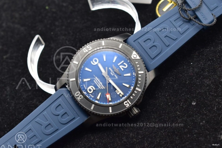 Rubber Automatic A2824 44 Black Black Blue TF Strap Best Superocean Dial 1:1 Edition Bezel On 0417